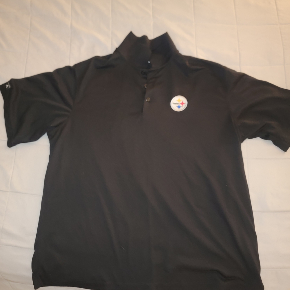 Antigua Black Pittsburgh Steelers Golf Polo Shirt